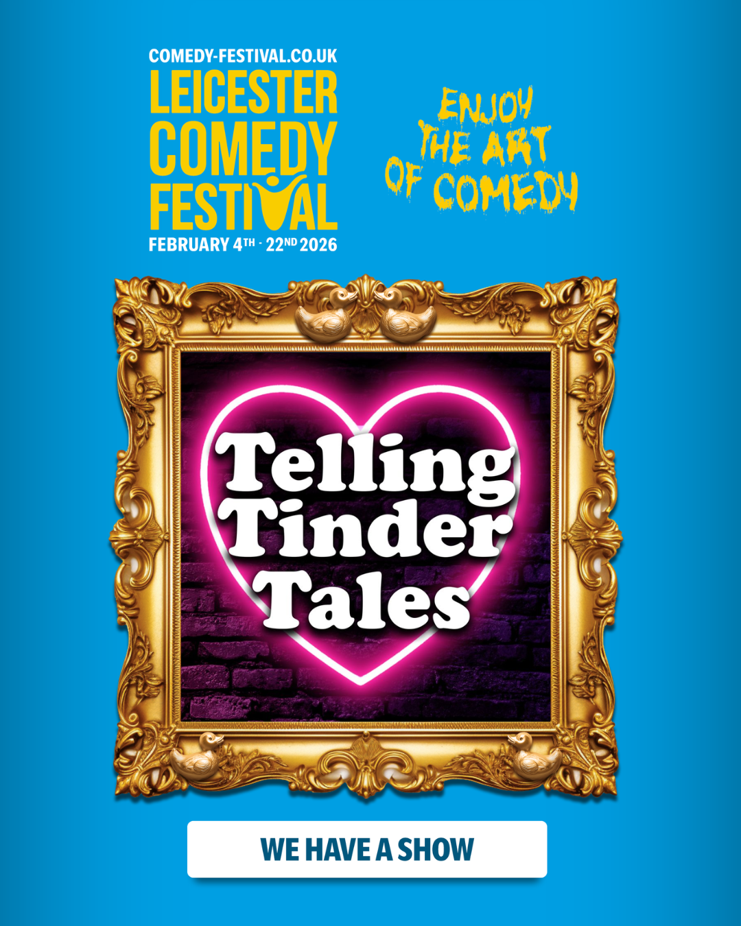 Telling Tinder Tales — Leicester Comedy Festival poster